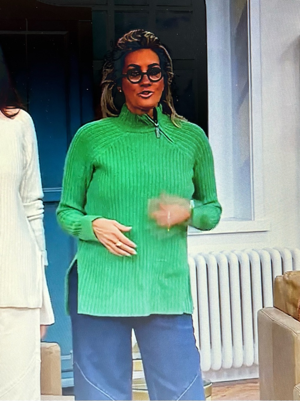 NEW Green Ribbed Mock-Neck Women's Sweater